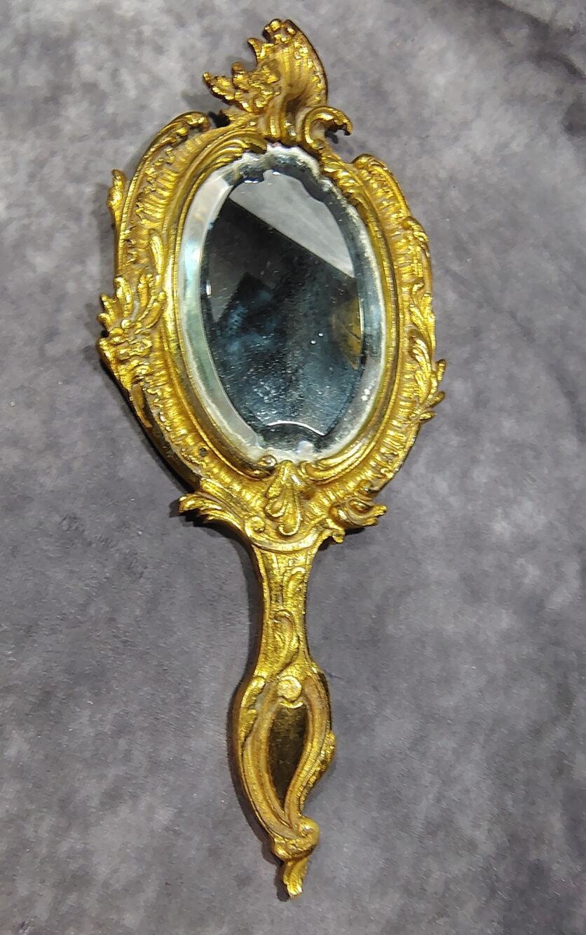 Vintage Ornate Art Nouveau Hand / Wall Beveled Mirror